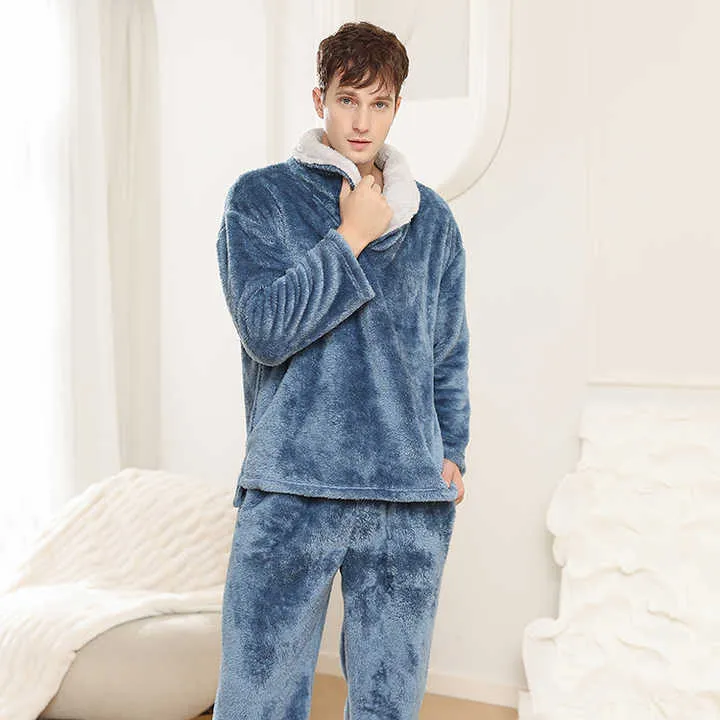 بيجاما رجالي بتصميم مخصص من المصنع, بيجاما شتوية سميكة من الصوف Factory Custom Men's Pajamas, Thick Winter Fleece Pajamas