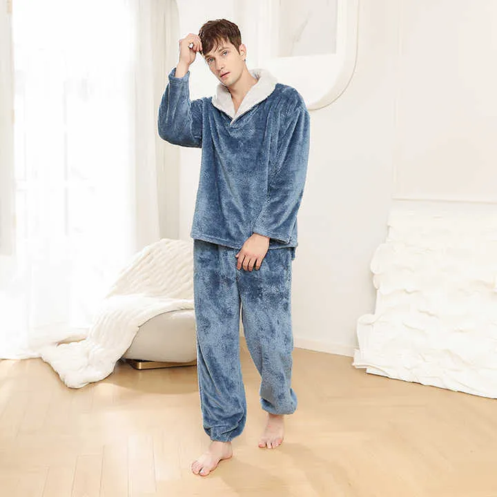 بيجاما رجالي بتصميم مخصص من المصنع, بيجاما شتوية سميكة من الصوف Factory Custom Men's Pajamas, Thick Winter Fleece Pajamas