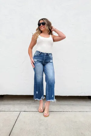 Ash Crop Wide Leg Jeans