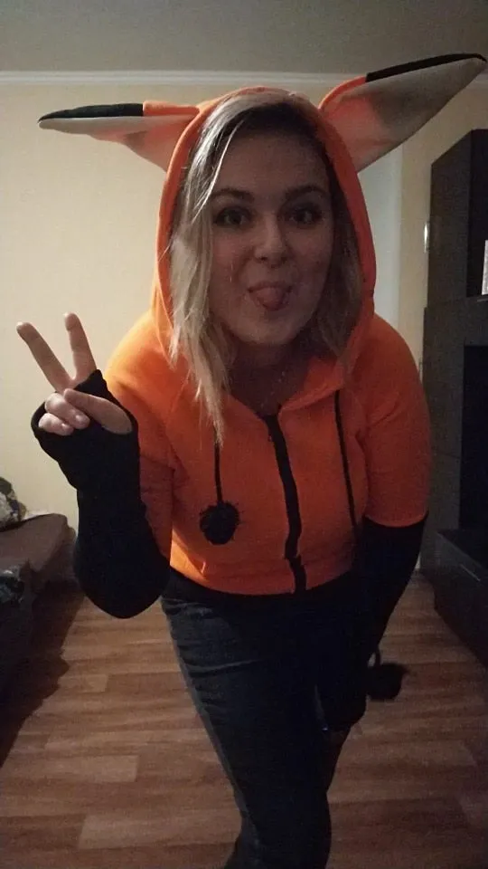Autumn Women Thumb Sleeve Fox Ears Patchwork Hoodies Kawaii zipper Tracksuit