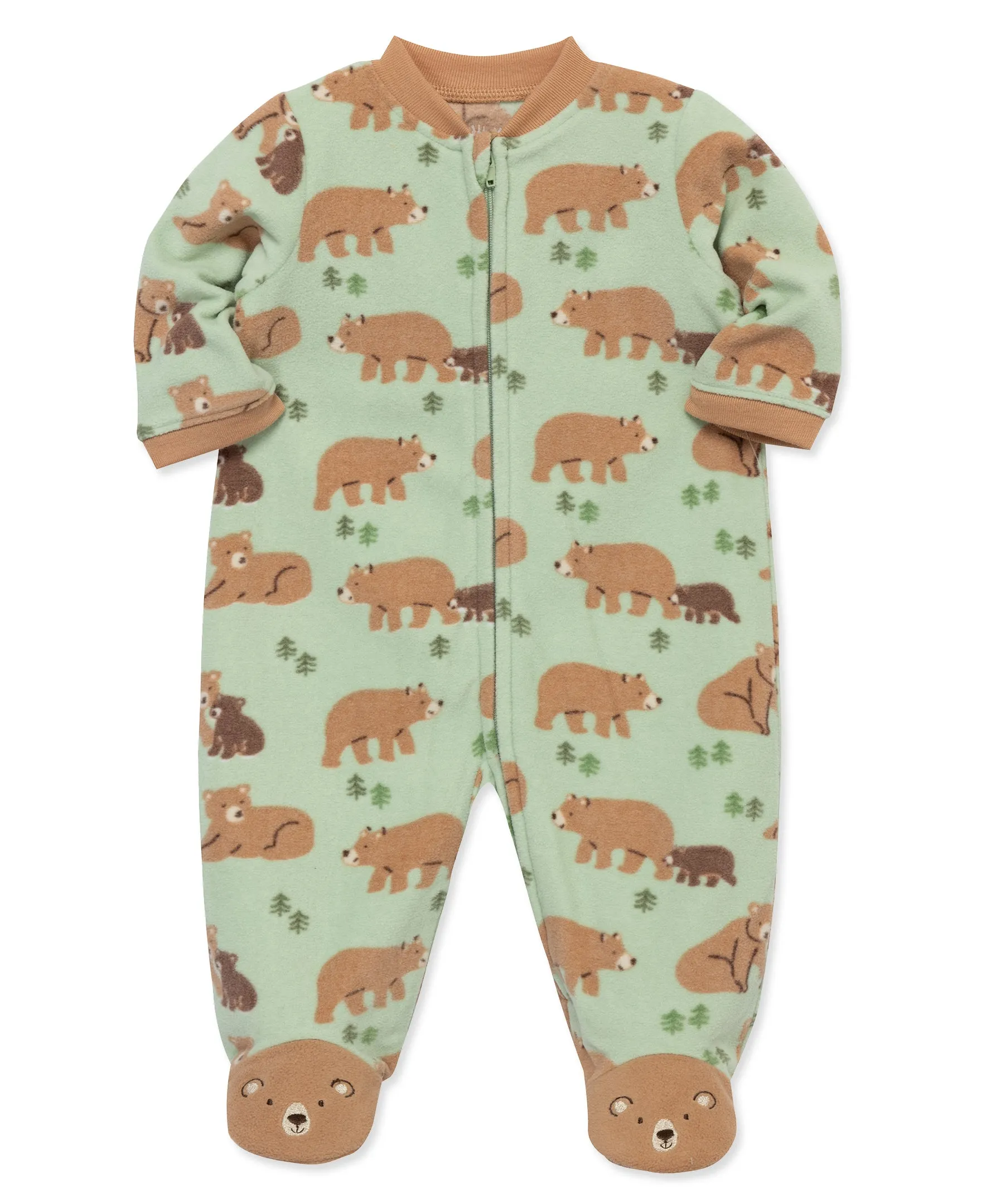Bear Fleece Zip Front Sleeper Footie (12M-24M)