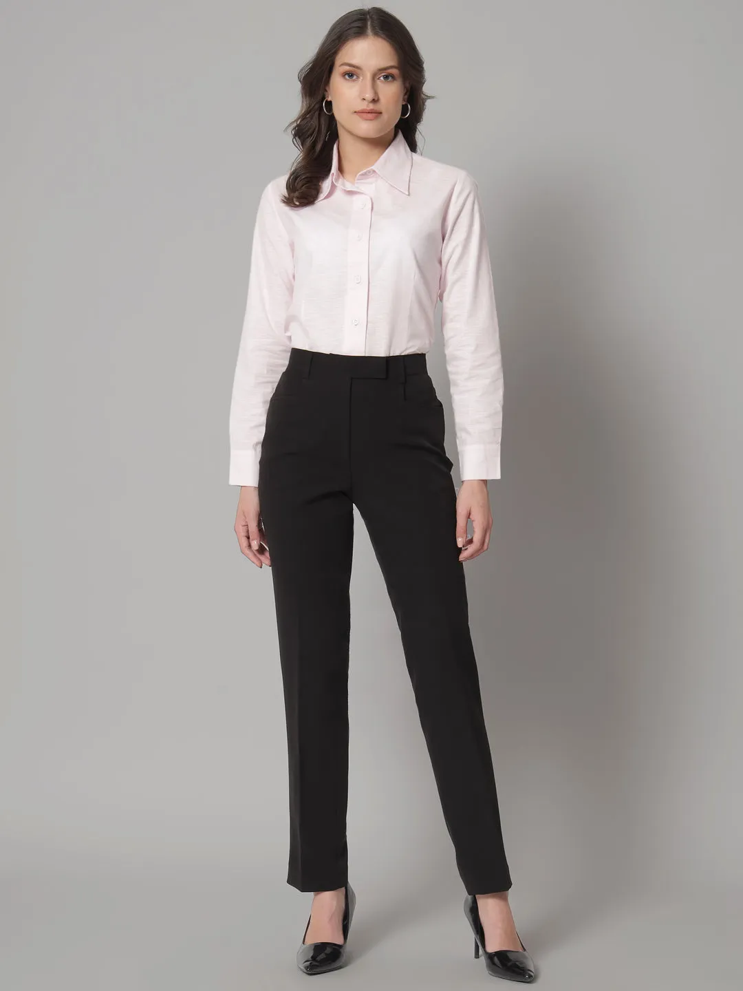 Black Polyester Stretch Pants