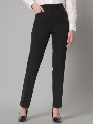 Black Polyester Stretch Pants