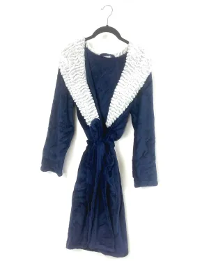 Blue And Gray Faux Fur Robe - Small