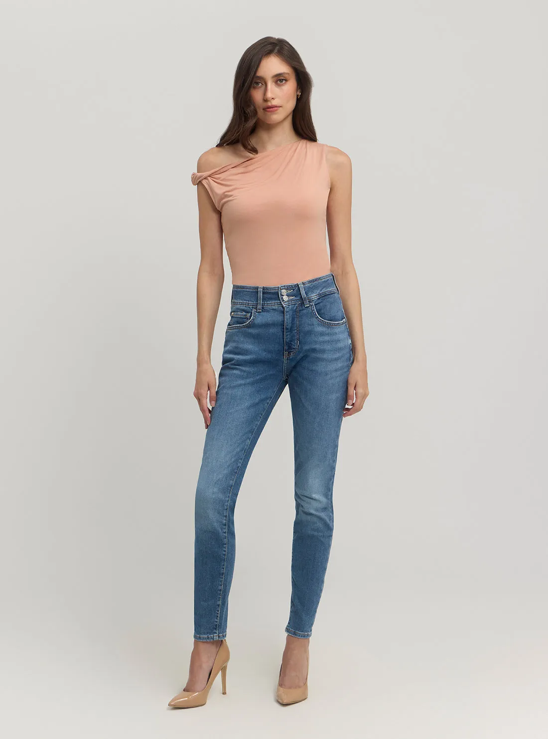Blue Denim Shape Up High-Rise Jeans in Mid Wash