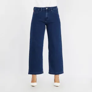 Bobson Japanese Ladies Basic Denim Baggy Jeans for Women Trendy fashion High Quality Apparel Comfortable Casual Pants for Women 152523 (Dark Shade)