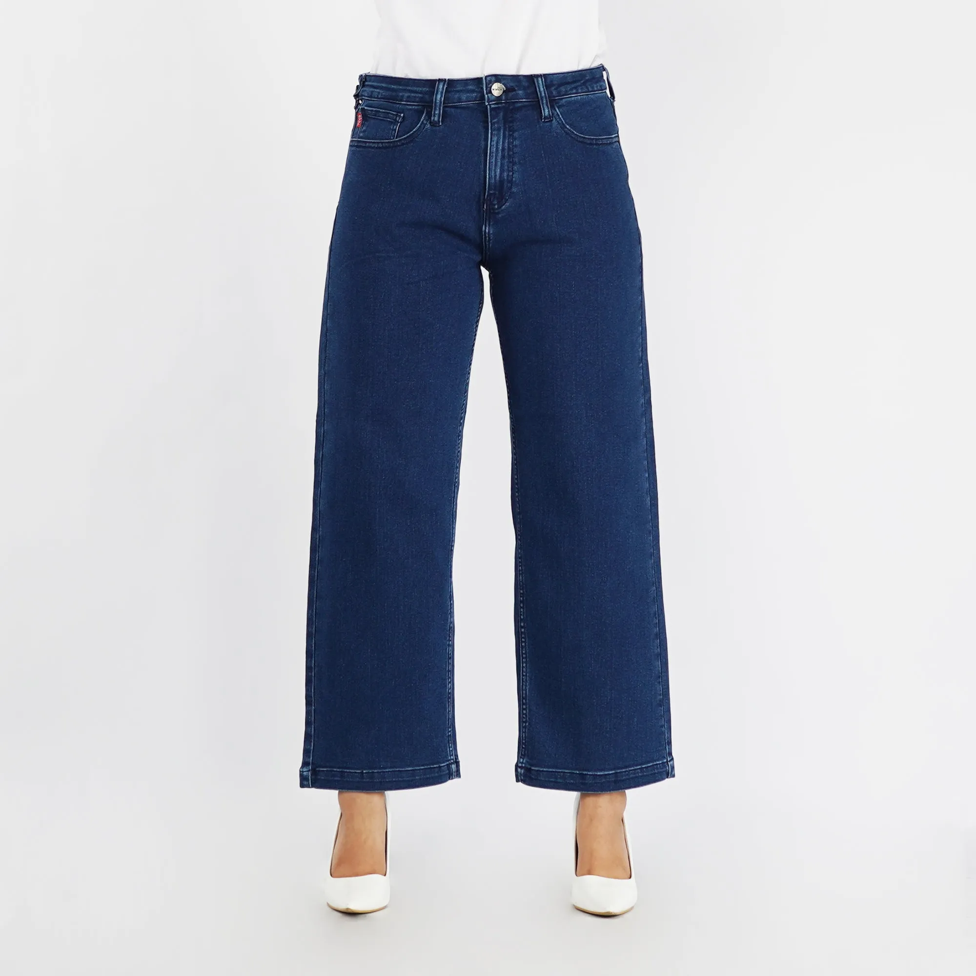 Bobson Japanese Ladies Basic Denim Baggy Jeans for Women Trendy fashion High Quality Apparel Comfortable Casual Pants for Women 152523 (Dark Shade)