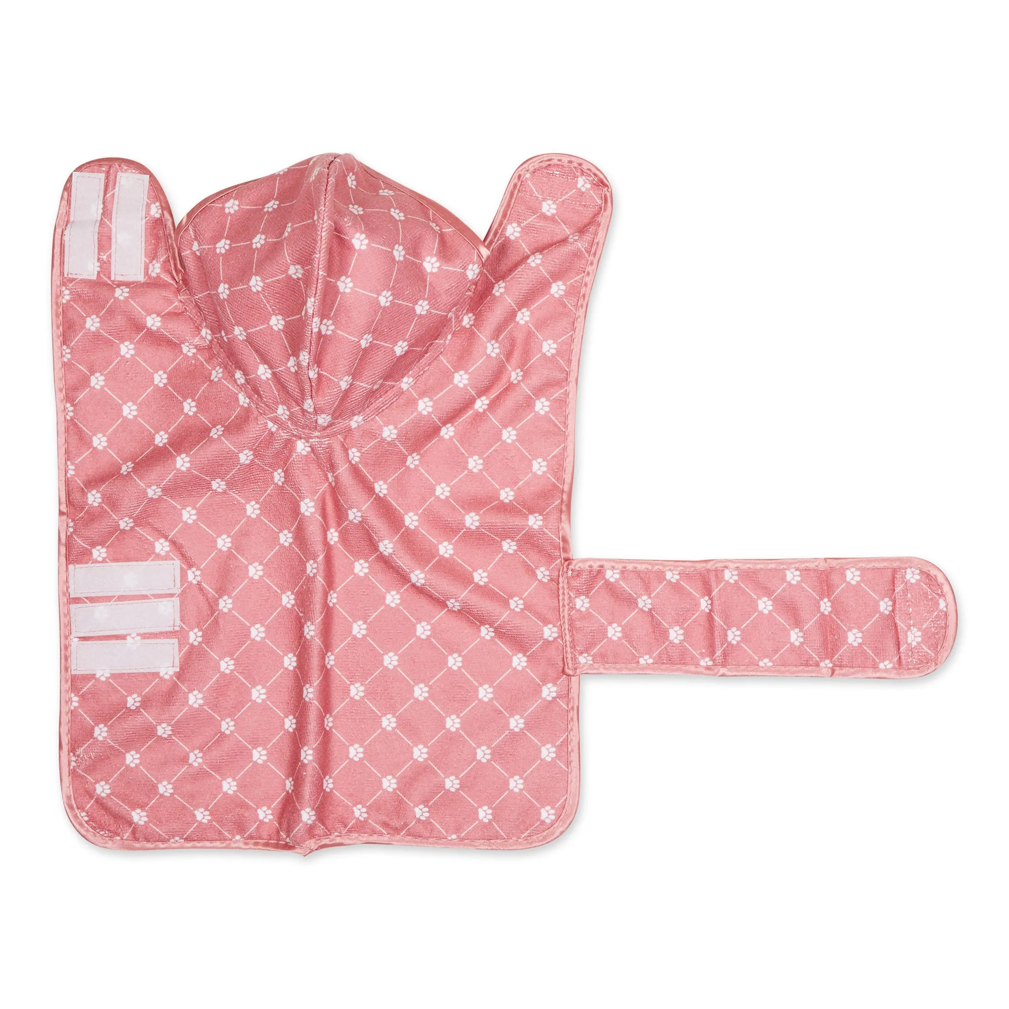 Bone Dry Microfiber Pet Robe, Trellis Paw Print - Rose - Small, 10-20 Lbs