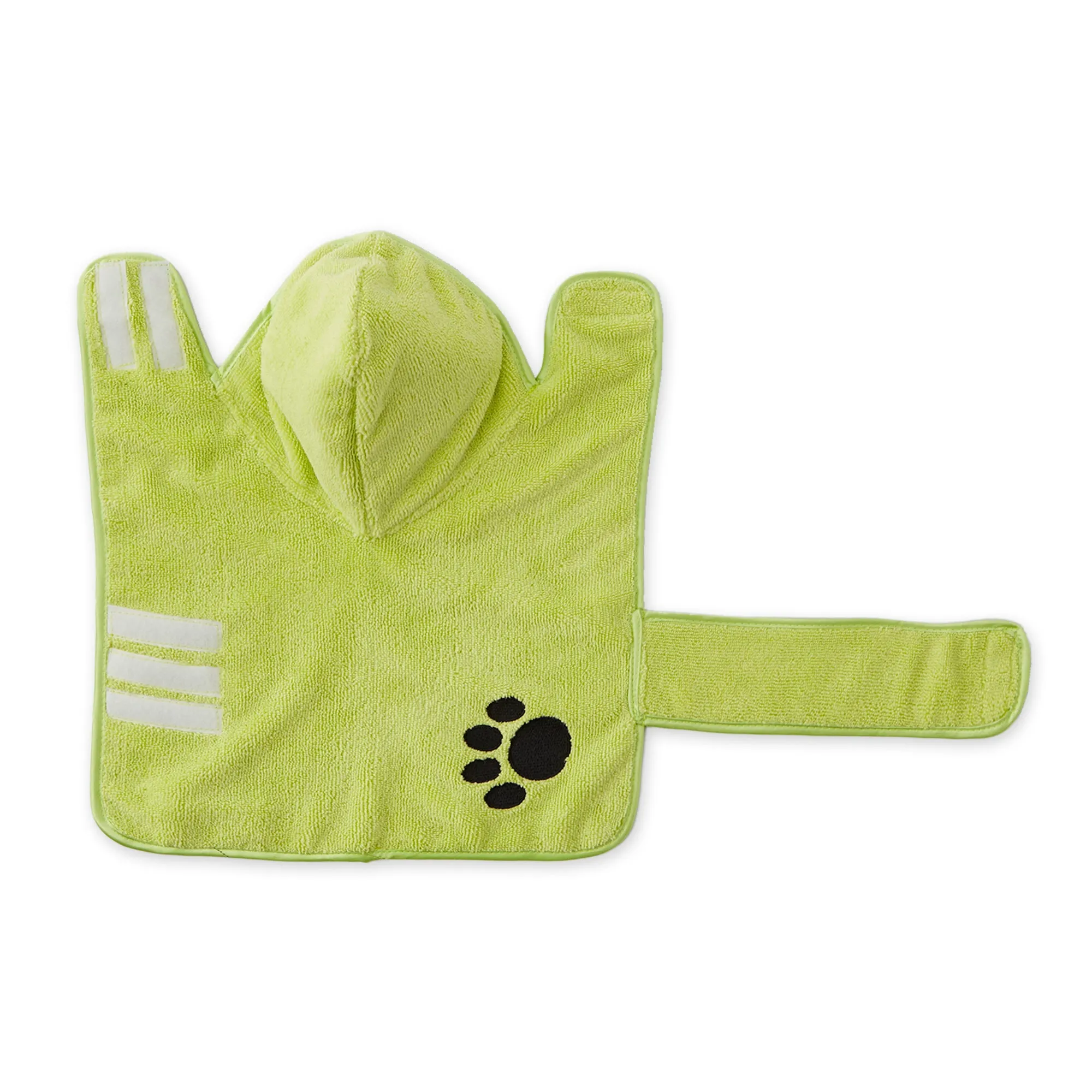 Bone Dry Terry Microfiber Pet Robe, Embroidered Paw Print - Lettuce Green - X- Small, up to 10 Lbs