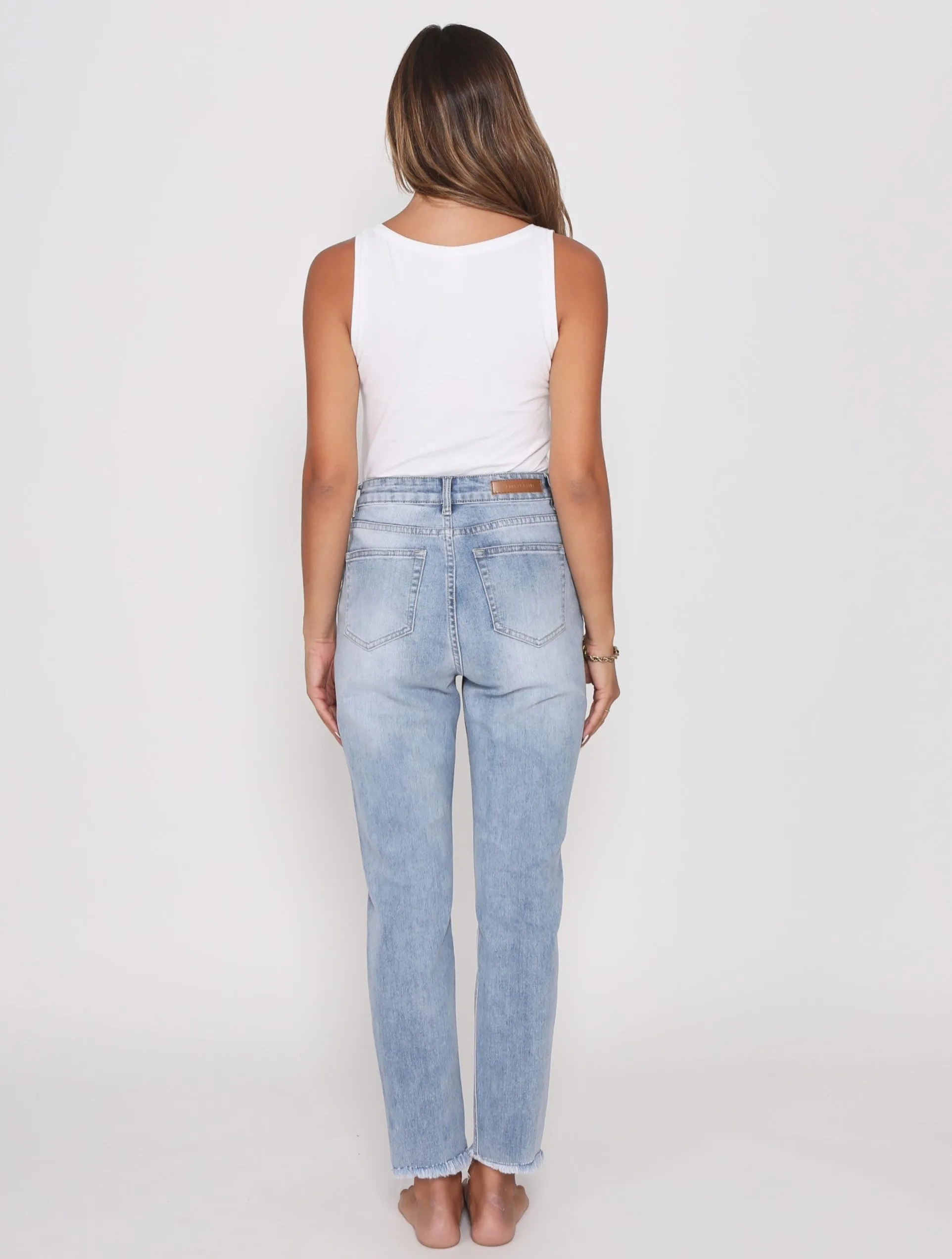 Boyfriend Distressed Jeans - Blue