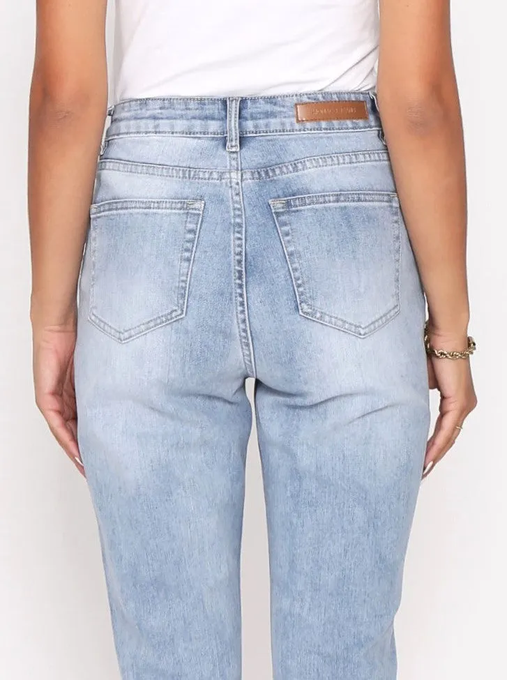 Boyfriend Distressed Jeans - Blue