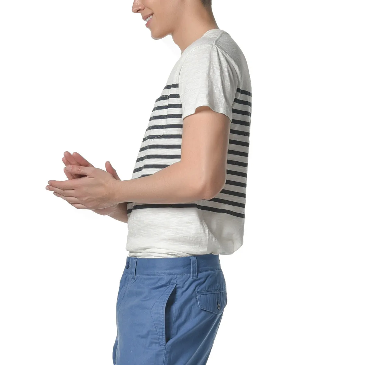 Breton Stripe Tee - Chalk / Blue Graphite (Final Sale)*