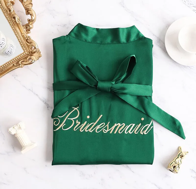 Bridesmaid Gifts Silk Bridal Robe Bridesmaid Robes Embroidered Bride Robe