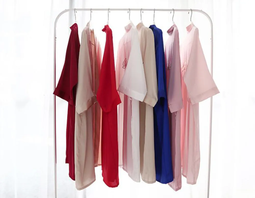 Bridesmaid Gifts Silk Bridal Robe Bridesmaid Robes Embroidered Bride Robe
