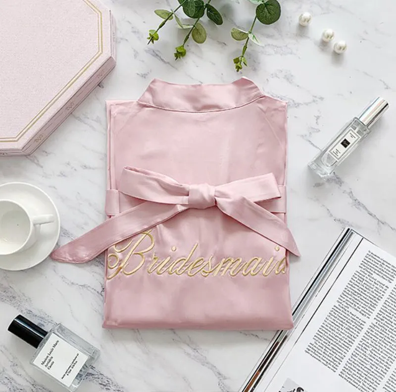 Bridesmaid Gifts Silk Bridal Robe Bridesmaid Robes Embroidered Bride Robe
