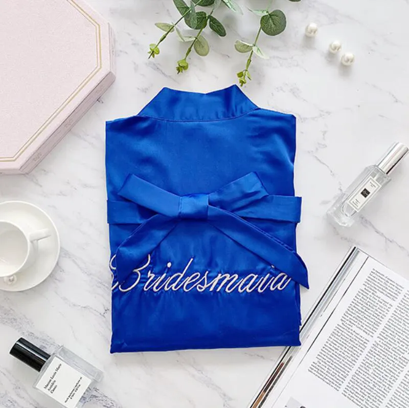 Bridesmaid Gifts Silk Bridal Robe Bridesmaid Robes Embroidered Bride Robe