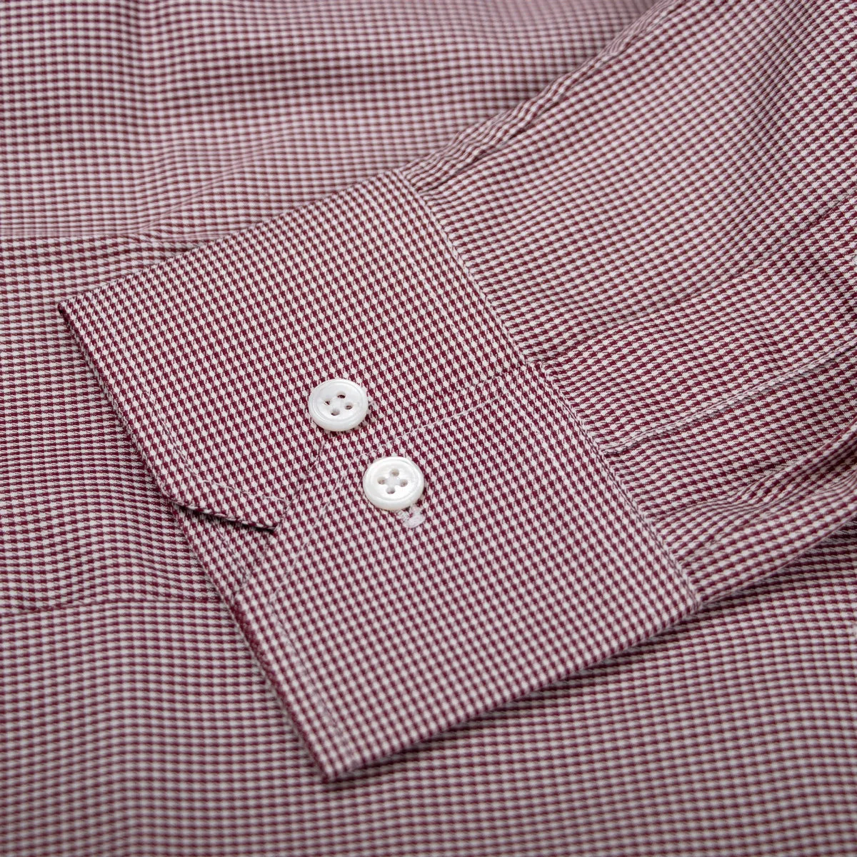 Burgundy Swiss Cotton Twill Long Sleeve Shirt