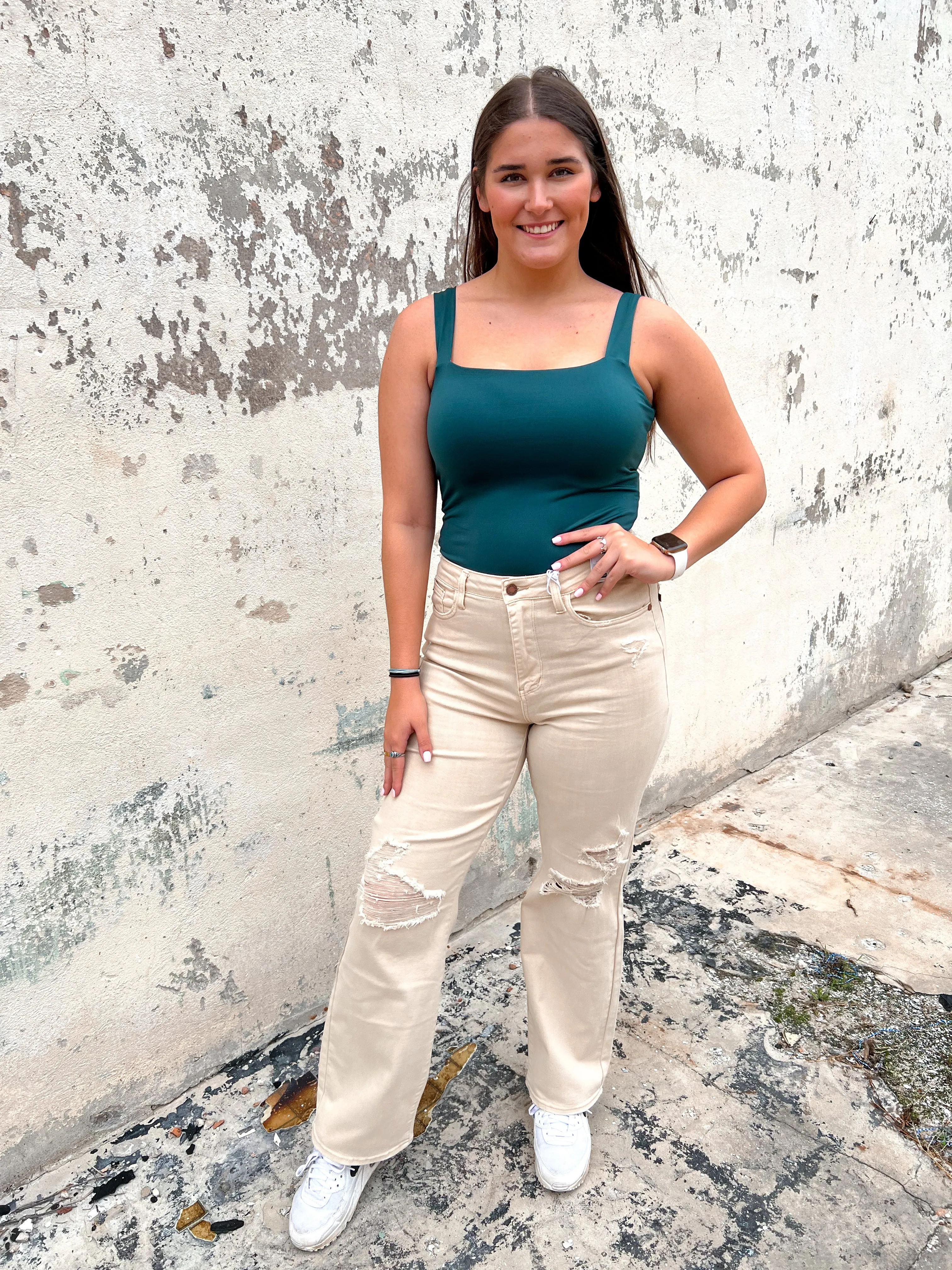 Charlene High Waisted Garment Dyed Destroy 90's Straight