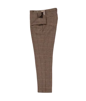 Checked Suit Trousers - Brown