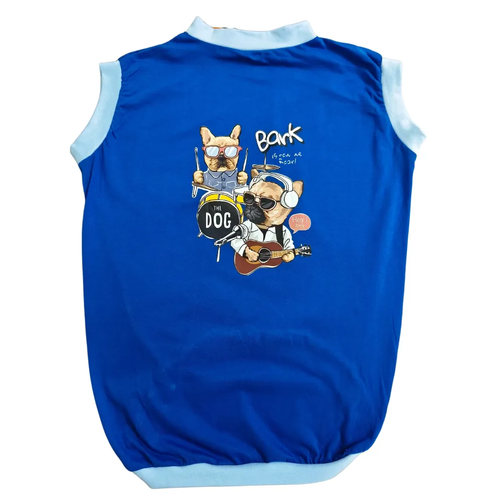 Cheeku Bark Graphic Cotton T Shirt For Dogs & Cats (Blue)