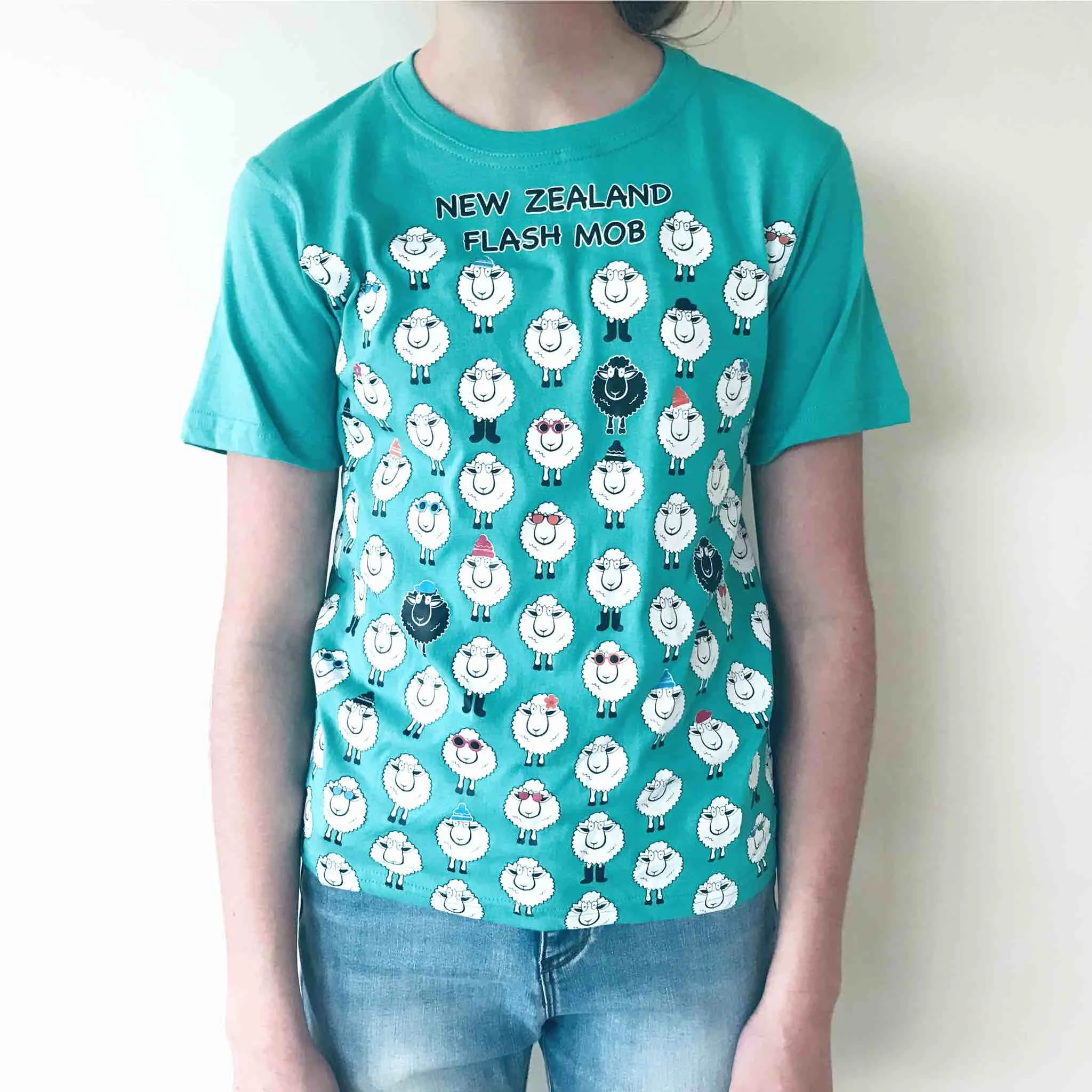 Childrens New Zealand T Shirt - Sheep Flash Mob