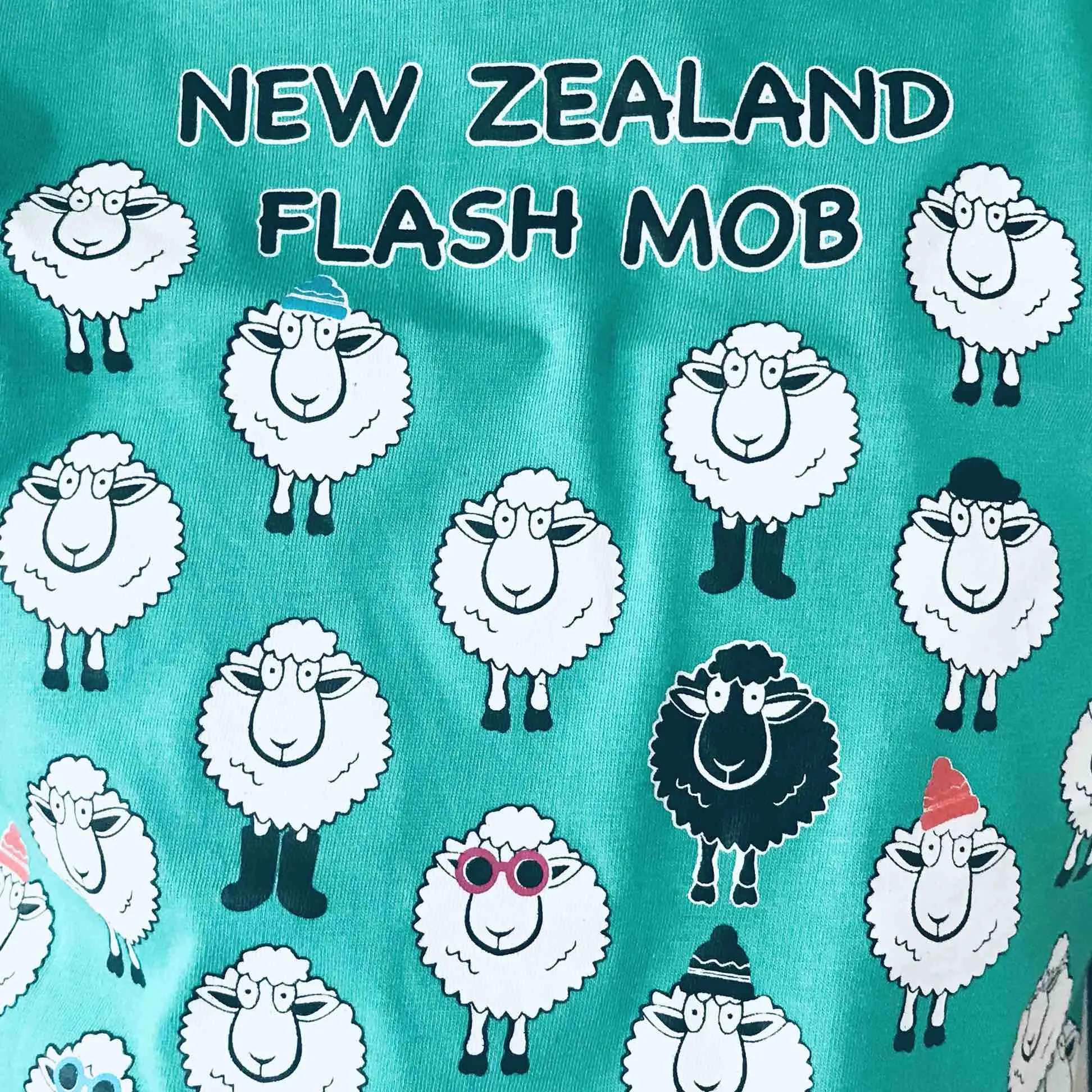 Childrens New Zealand T Shirt - Sheep Flash Mob