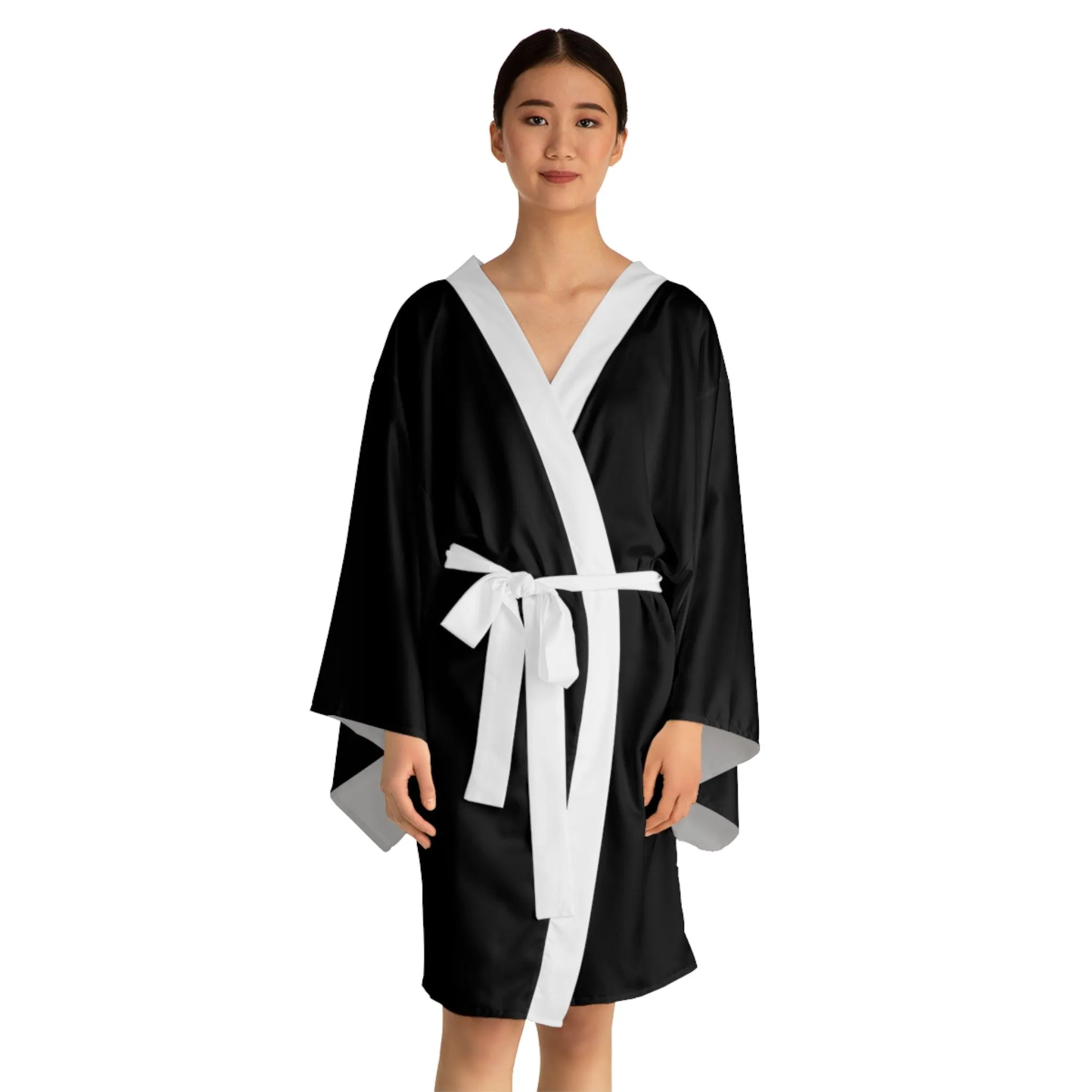 Comfy Cozy Long Sleeve Kimono Robe - Black