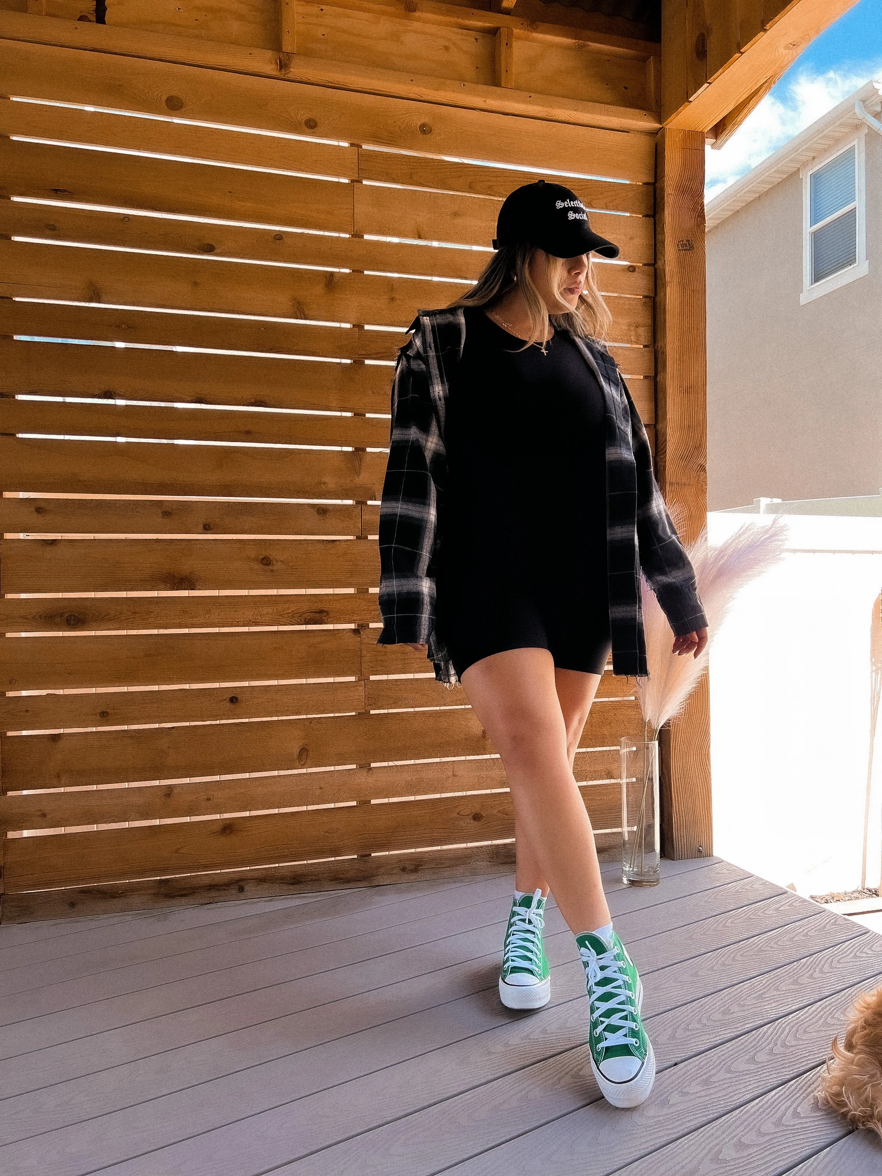 Cool & Edgy oversized boyfriend flannel *BLACK*