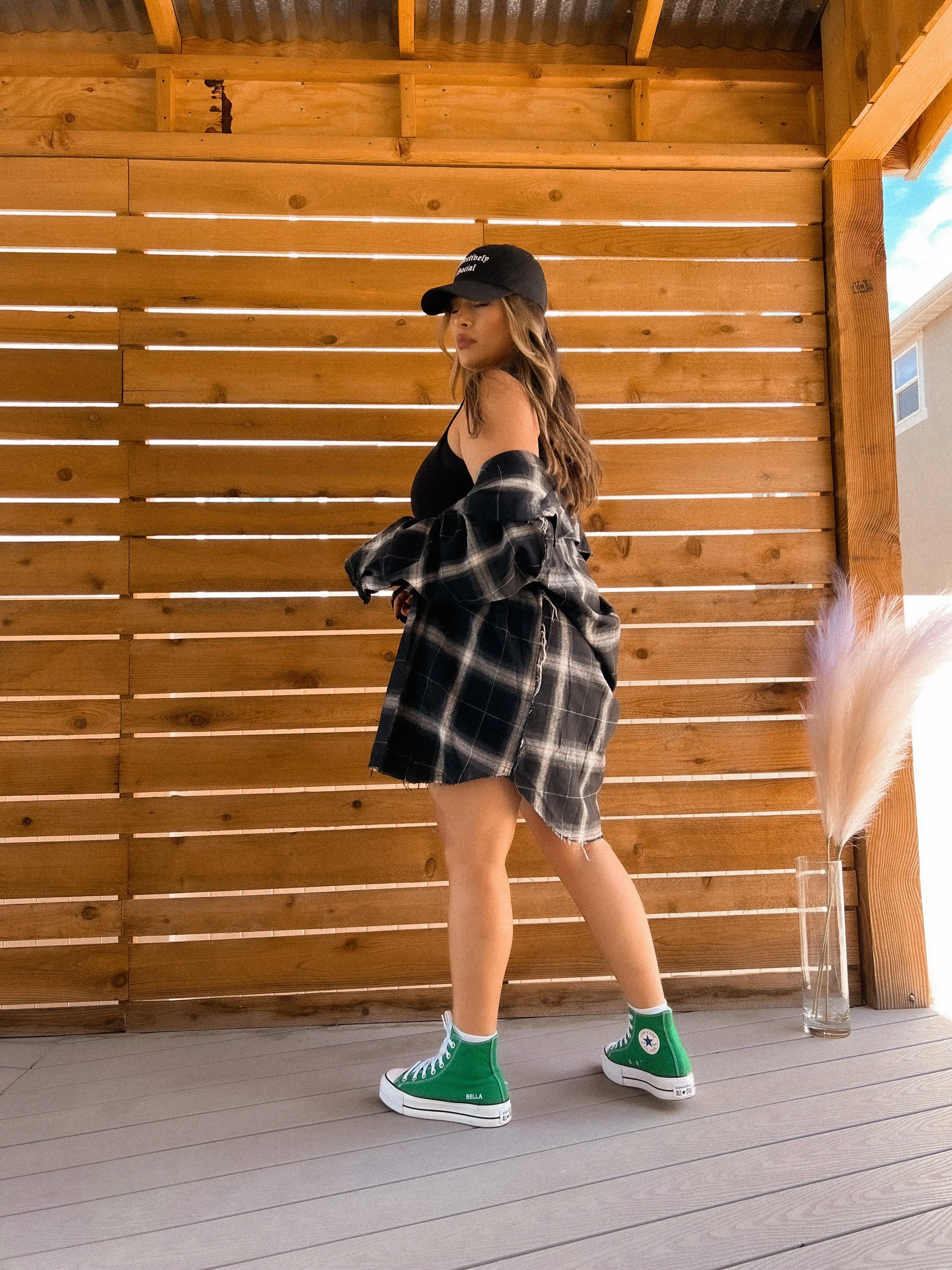 Cool & Edgy oversized boyfriend flannel *BLACK*