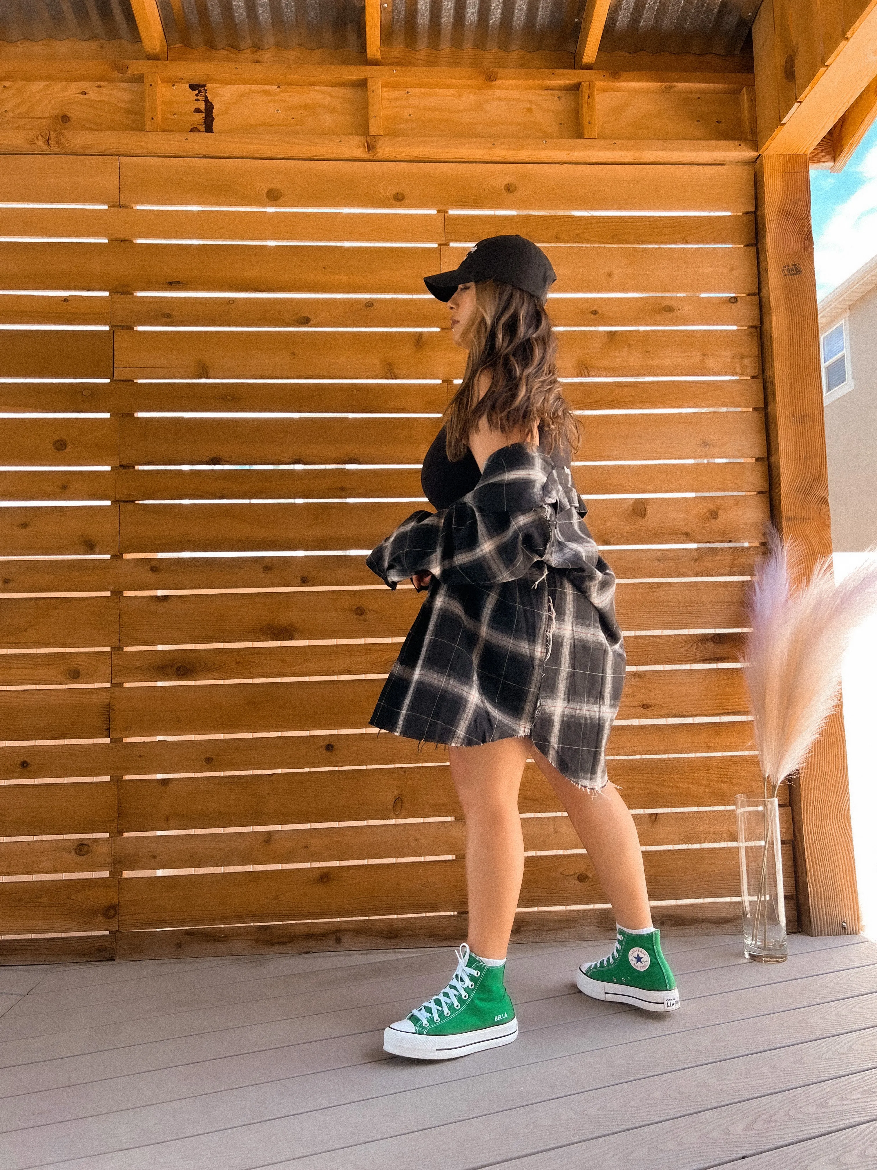 Cool & Edgy oversized boyfriend flannel *BLACK*