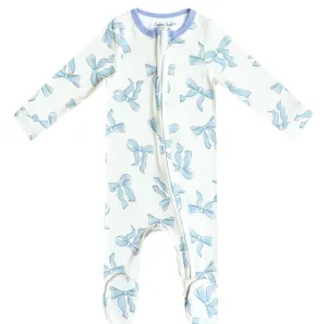 Copper Pearl Zip Up Footie - Daphne