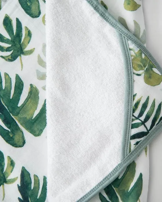 Cotton Hooded Towel   Washcloth Set - Tropical Leaf by Little Unicorn
