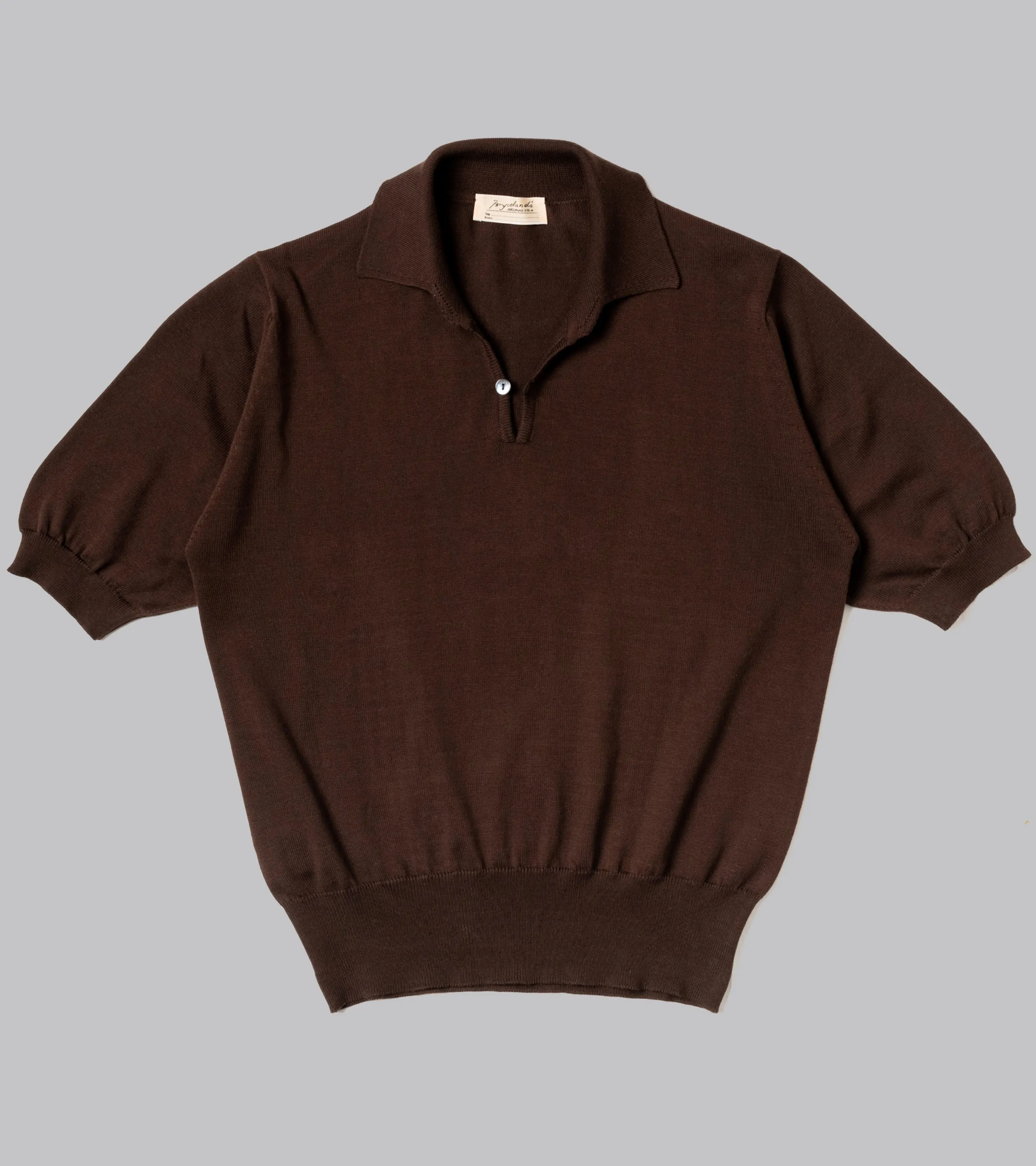 Cotton Short Sleeve ‘Skipper’ Polo Brown