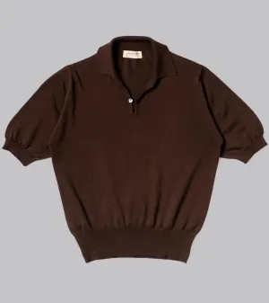 Cotton Short Sleeve ‘Skipper’ Polo Brown