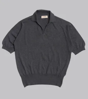 Cotton Short Sleeve ‘Skipper’ Polo Charcoal