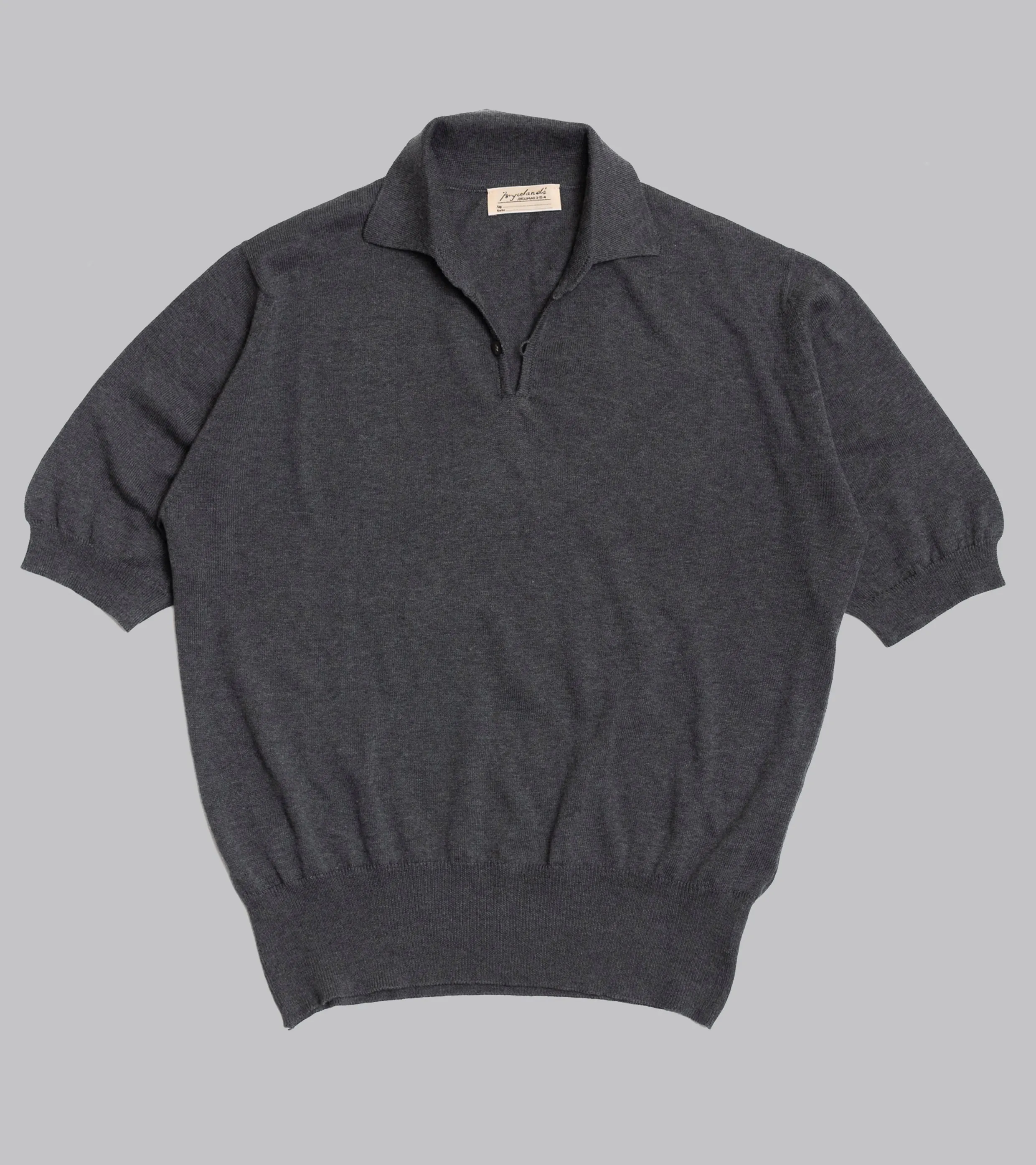 Cotton Short Sleeve ‘Skipper’ Polo Charcoal
