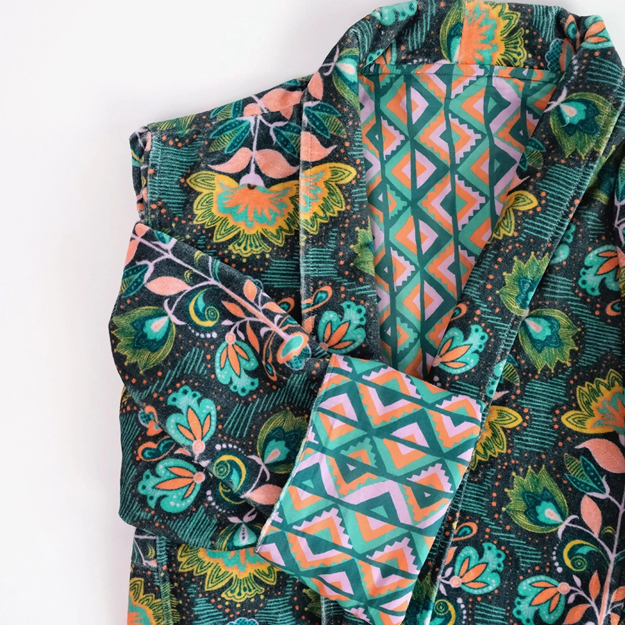 Cotton Velvet Robe in Ingrid Print