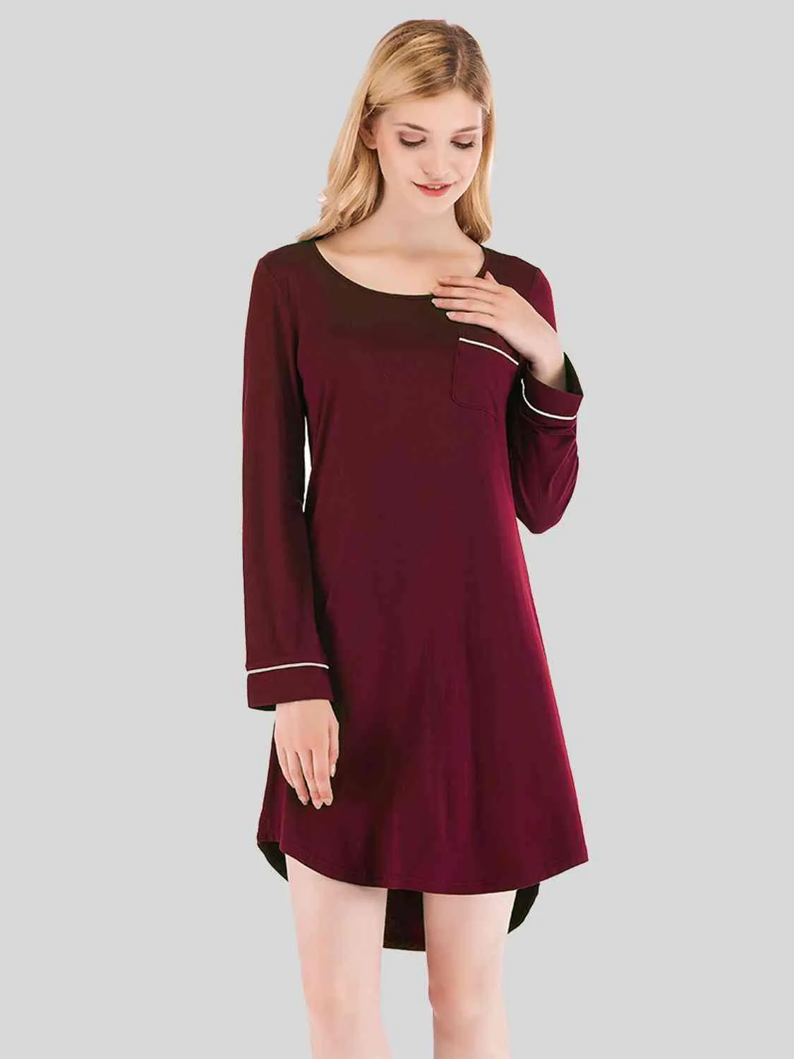 Cozy Sheer Night Dress with Round Neck