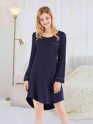 Cozy Sheer Night Dress with Round Neck