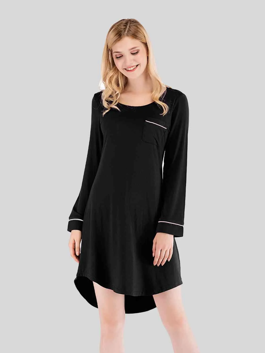 Cozy Sheer Night Dress with Round Neck