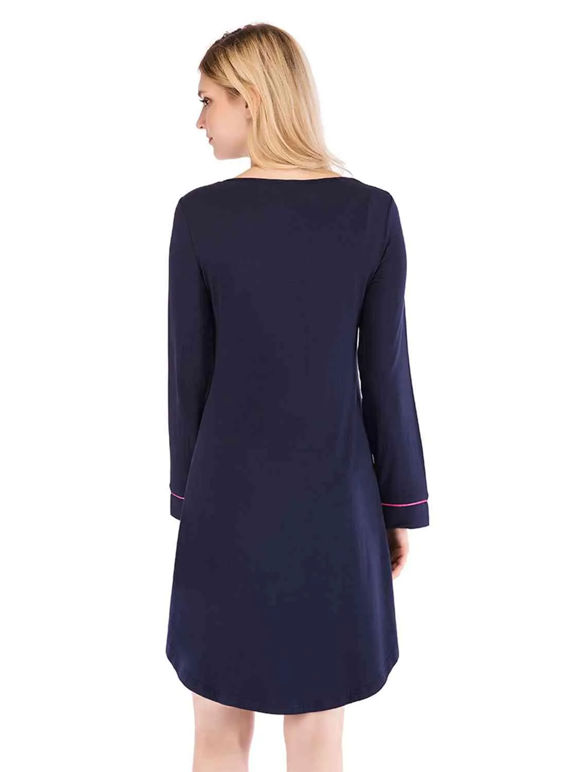 Cozy Sheer Night Dress with Round Neck
