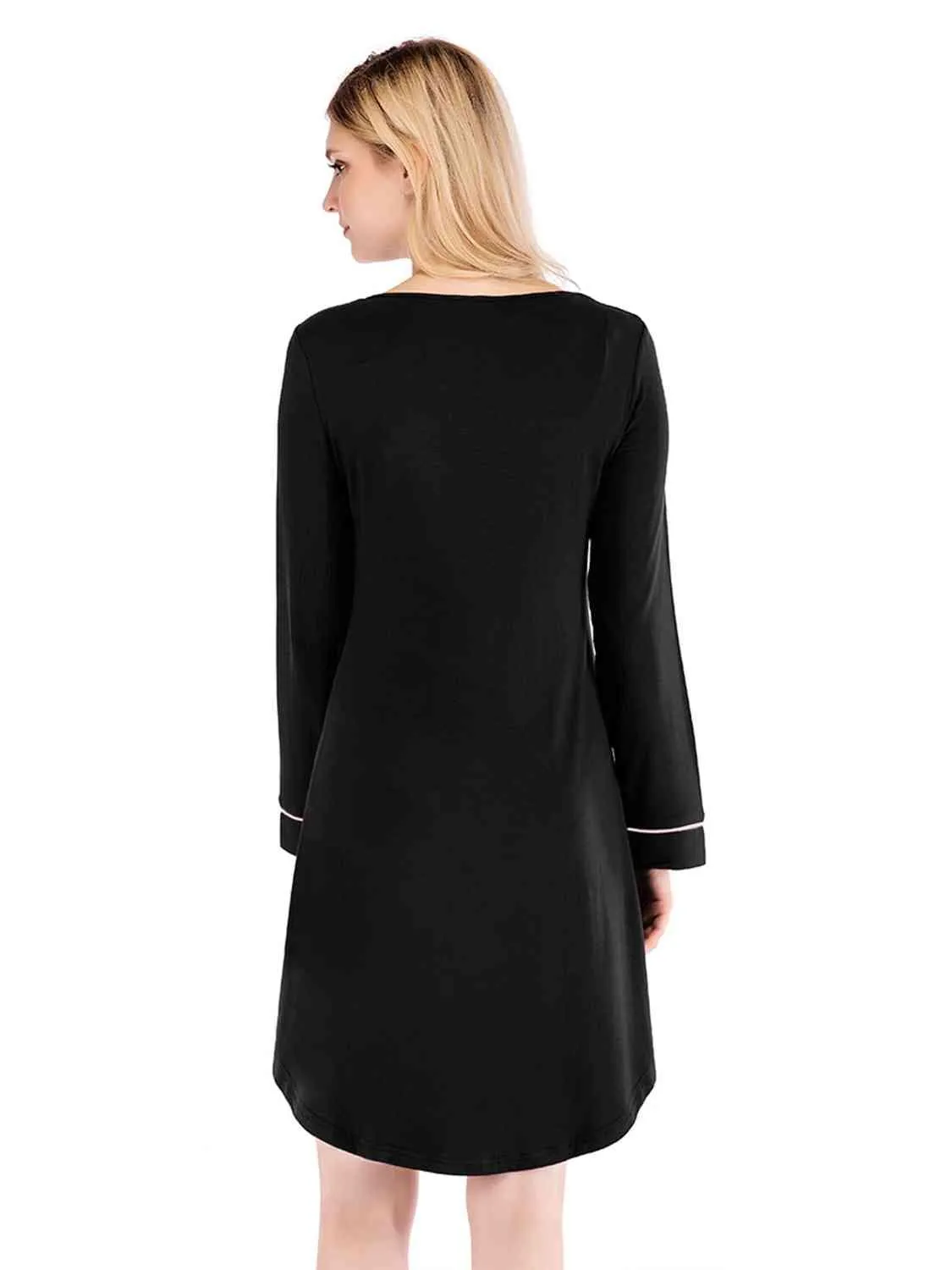Cozy Sheer Night Dress with Round Neck