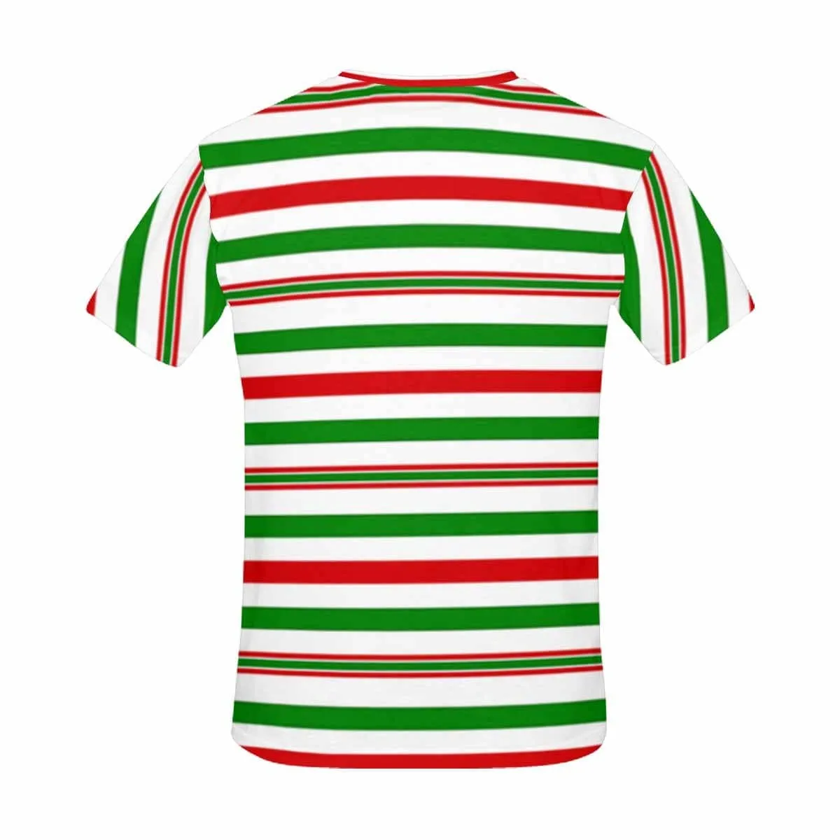 Custom Face Shirts Christmas Red&Green Stripe Print Men's All Over Print T-shirt with Unique Personalized Picture