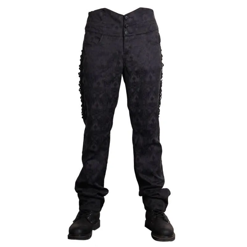 'Danse Macabre' Formal Trousers with Gothic Ornamental Print.