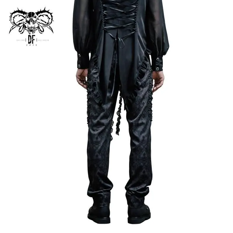 'Danse Macabre' Formal Trousers with Gothic Ornamental Print.