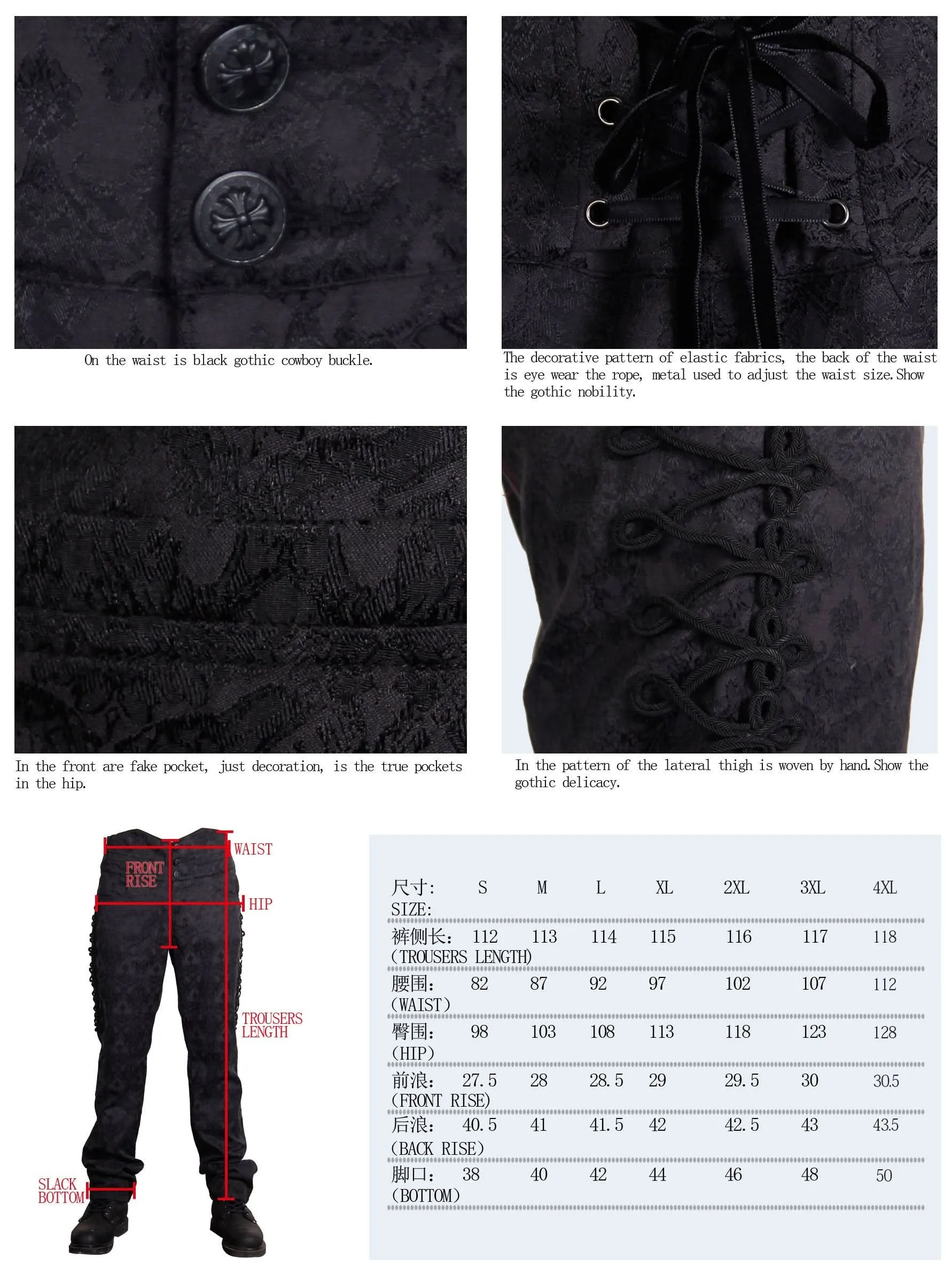 'Danse Macabre' Formal Trousers with Gothic Ornamental Print.