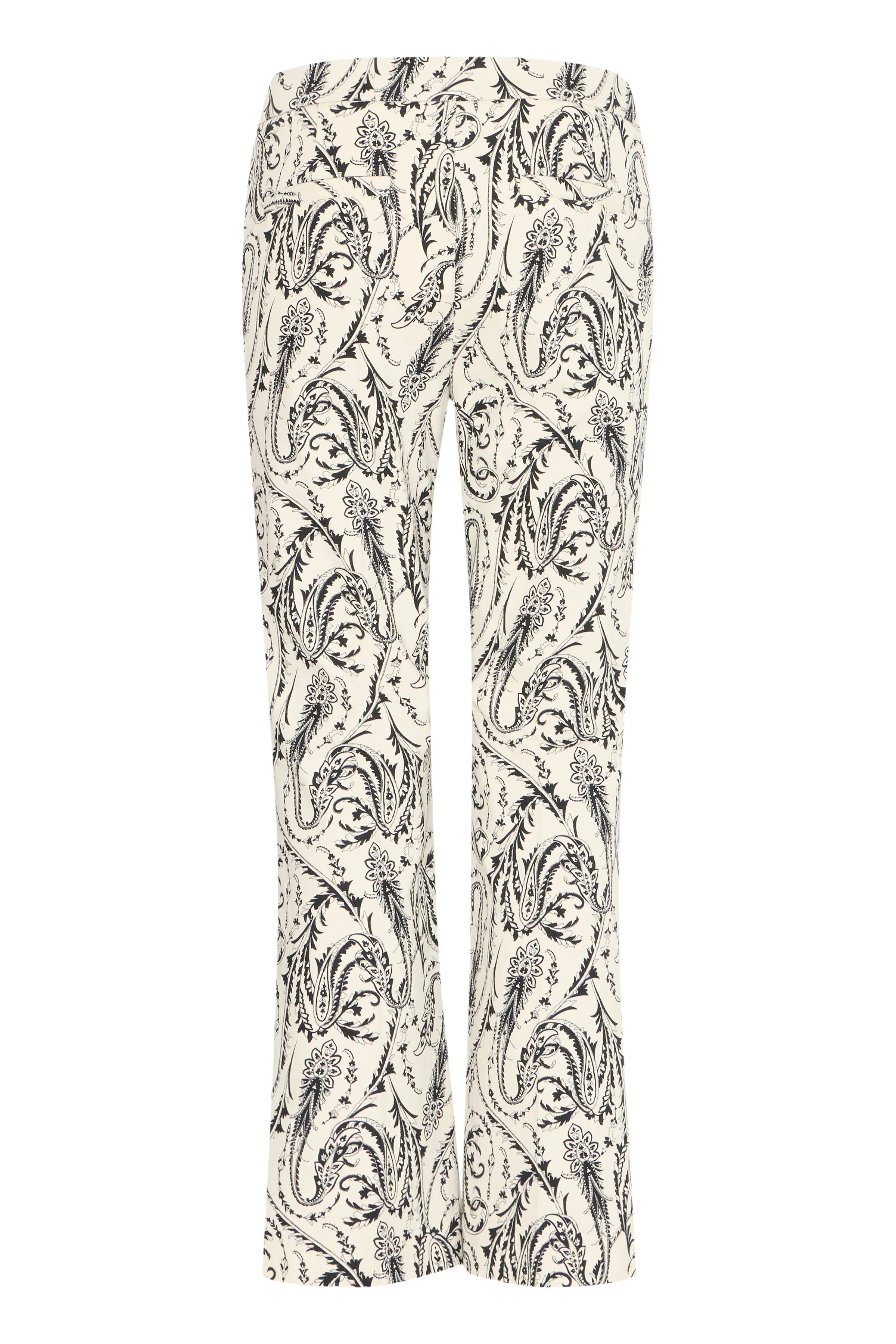 DECKA Cropped Cotton Paisley Trousers in Cream