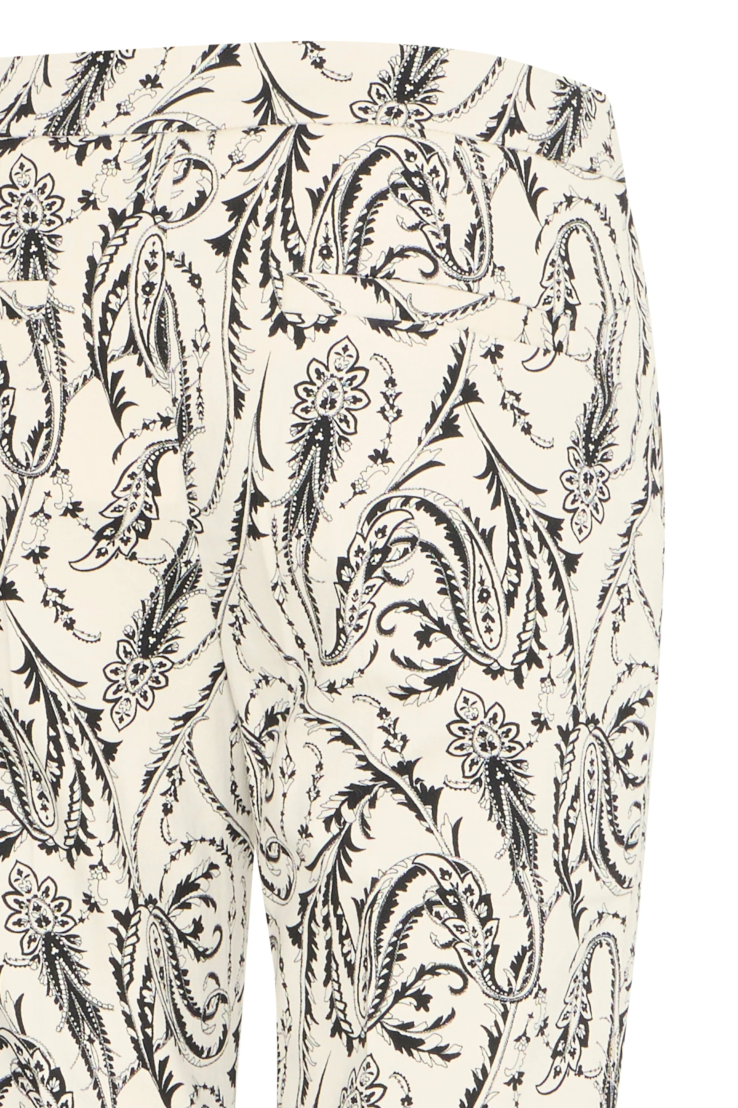 DECKA Cropped Cotton Paisley Trousers in Cream