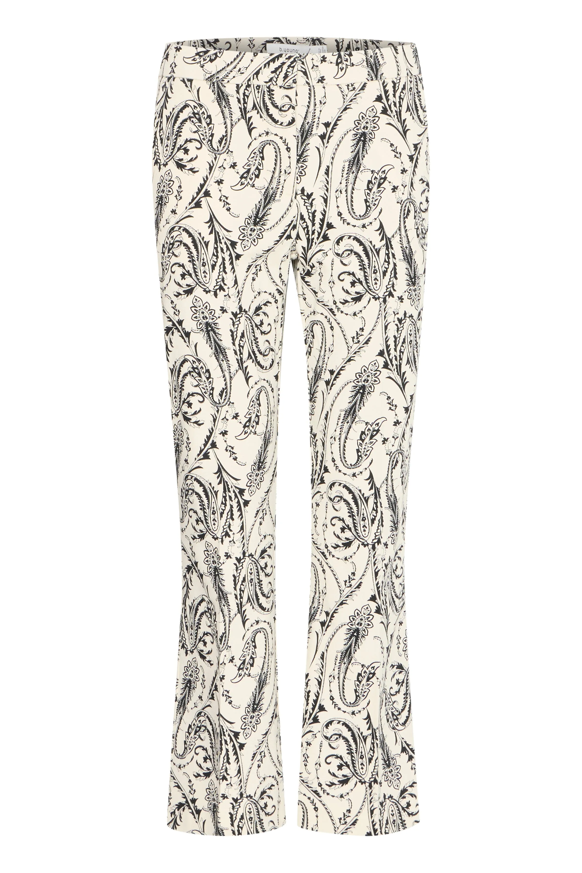 DECKA Cropped Cotton Paisley Trousers in Cream