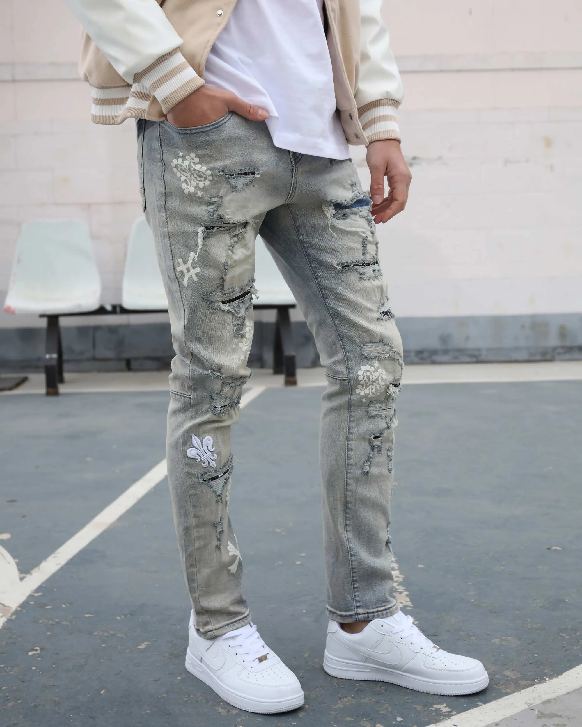 Distressed Ripped Vintage Trendsetter Jeans-Mexico Local Delivery